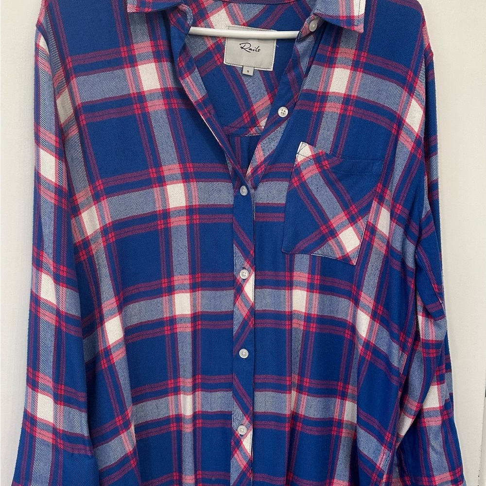 Rails Blue and Pink Plaid Shirt